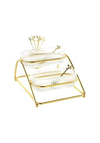 Mikasa Moor Gold 2 Katlı Metal Cam Servis 27x20x14cm P350.824183 Gold