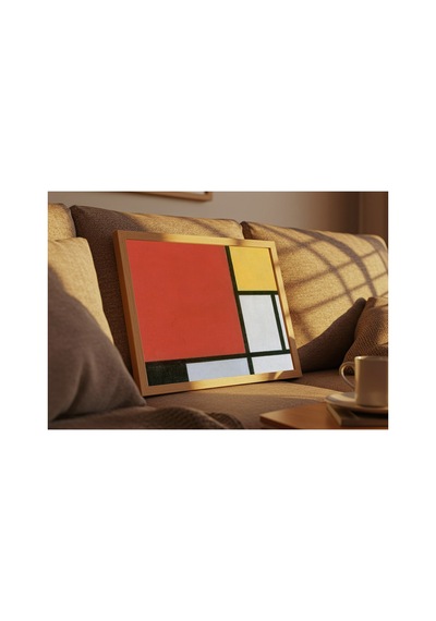 Mondrian Kırmızı, Sarı, Mavi Ve Siyah İle Kompozisyon Çerçevesiz Poster 30x42 Cm A3 Tablo