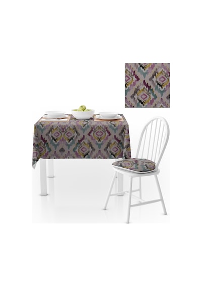 Baklava Dilimi Desenli Gül Kurusu Mürdüm Dijital Baskılı Petek Dokuma Masa Örtüsü 140x220