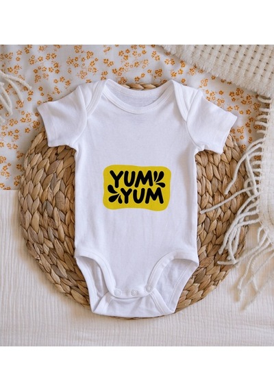 Bitmeyenkartus Bk Kids Yum Yum Tasarımlı Bebek Body Zıbın - Model 1 Çok Renkli