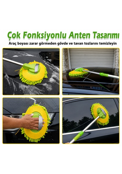 Mikrofiber Araba Yıkama Fırçası, Çiziksiz Temizleme, Uzun Saplı Temizlik, Araba Karavan, Kamyon, Suv Rv Ev İçin
