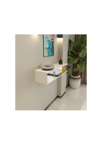 Skyn 90 Cm Kapaklı Raflı Duvara Monte Dresuar Makyaj Masası Beyaz - Gümüş Beyaz - Gümüş Skyn 90 Cm Kapaklı Raflı Duvara Monte Dresuar Makyaj Masası Beyaz - Gümüş Beyaz - Gümüş