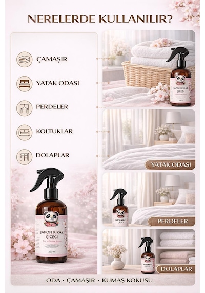 Rosie Japon Kiraz Çiçeği Sprey Oda Ve Giysi Kokusu 250 Ml, Sakura Çiçeği Ferahlığı Fresh