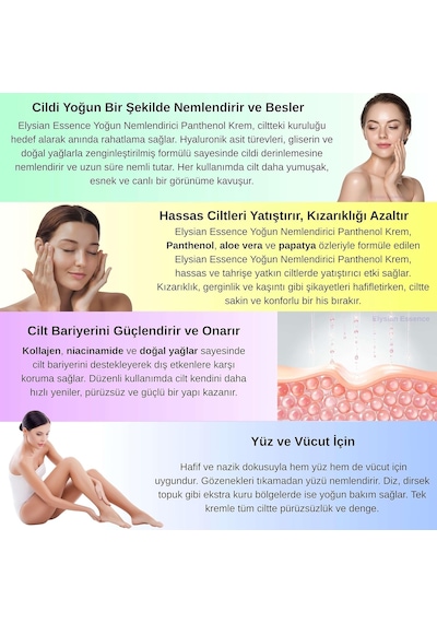 Yoğun Nemlendirici Panthenol Yüz Ve Vücut Kremi 3'lü Set Kuru Ve Hassas Ciltlere 24 Saat Bakım - Organik Argan Yağı, Shea Butter Yağı, Propolis Ve Collagen İçerikli
