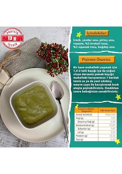 Yeşil Sebzeli Muhallebi Unu Karışımı +8 Ay 200 Gram