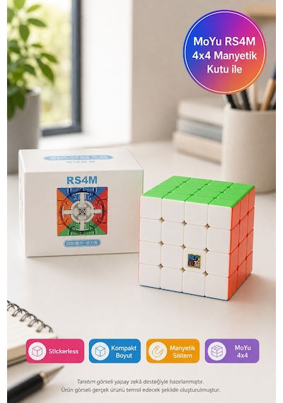 Moyu 4x4 Manyetik Zeka Küpü Rs4m Stickerless Speed Cube Mf8891 6,2x6,2x6,2 Cm