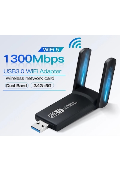 Nivego Ac1300 Mbps Usb 3.0 Adaptör Çift Anten Kablosuz Wifi Alıcı