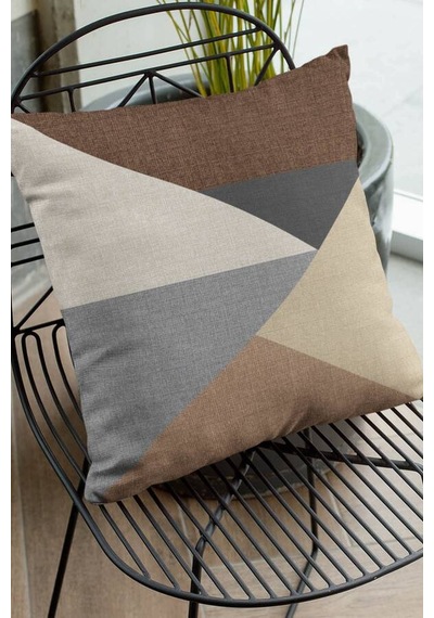 Kahverengi Geometrik Desen Çift Taraf Kırlent Kılıfı Krl391n11