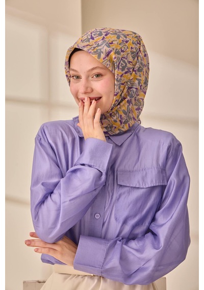 Silk Home Soft Eşarp 73091-10 Ekru, Sarı, Mor, Metalik