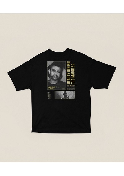 Beauty Behind The Madness The Weeknd Baskılı Unisex Oversize Tişö Siyah