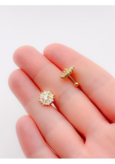 Lexroo Taşlı Kar Tanesi Figürlü Kıkırdak Helix Tragus Piercing 1a Diğer