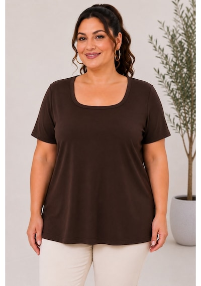 Paw Garage Kadın Büyük Beden Günlük Bluz - Kare Yaka Kısa Kol Bluz 2xl Sıyah Pwgdad51112