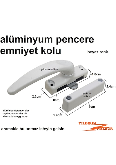 Alüminyum Pencere Emniyet Kapı Kolu Beyaz Renk Cephe Pencere Kol