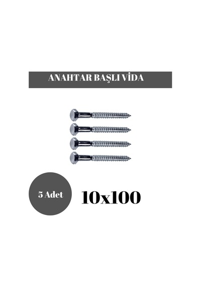 Trifon Vida 10x100 Mm Altı Köşe Anahtar Başlı Vida 5'li Paket 10 x 100 MM