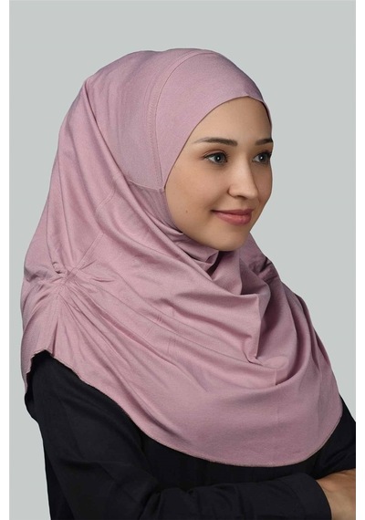 Altobeh Hazır Türban Büzgülü Pileli Pratik Eşarp Tesettür Hijab - Namaz Örtüsü - Koyu Pembe
