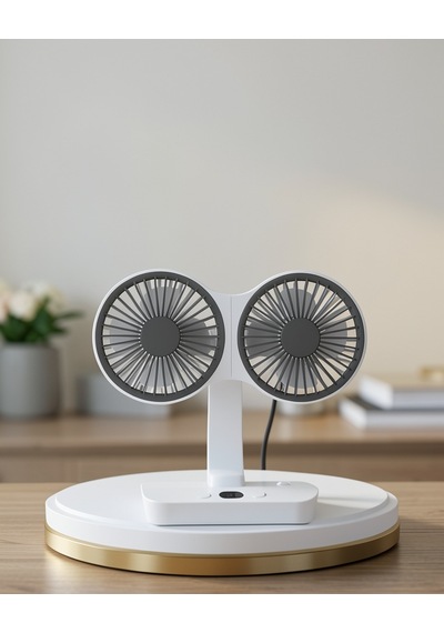 Usb Şarjlı Çift Kafalı Masaüstü Vantilatör Uczzzsp01fan-4