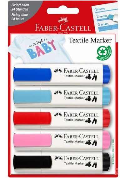Tekstil Markörü 5 Renkli Paket Faber-Castell Tekstil Marker 5 Ren