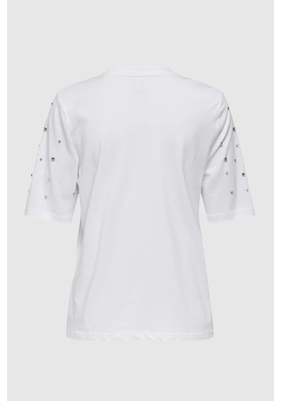 Only Kadın Onljulıa Bisiklet Yaka Taş Detaylı %100 Pamuk T-shirt 15324847 Whıte Whıte