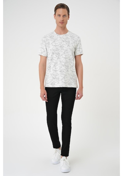 Efor Comfort Fit Bisiklet Yaka Batik Görünmlü Kısa Kol Casual Ekru Tişört Ts 905 Ekru