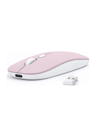 Laptop İçin İnce Kablosuz Mouse Bluetooth Bağlantı Şarjlı Batarya Usb Alıcılı Taşınabilir Tasarım 14963