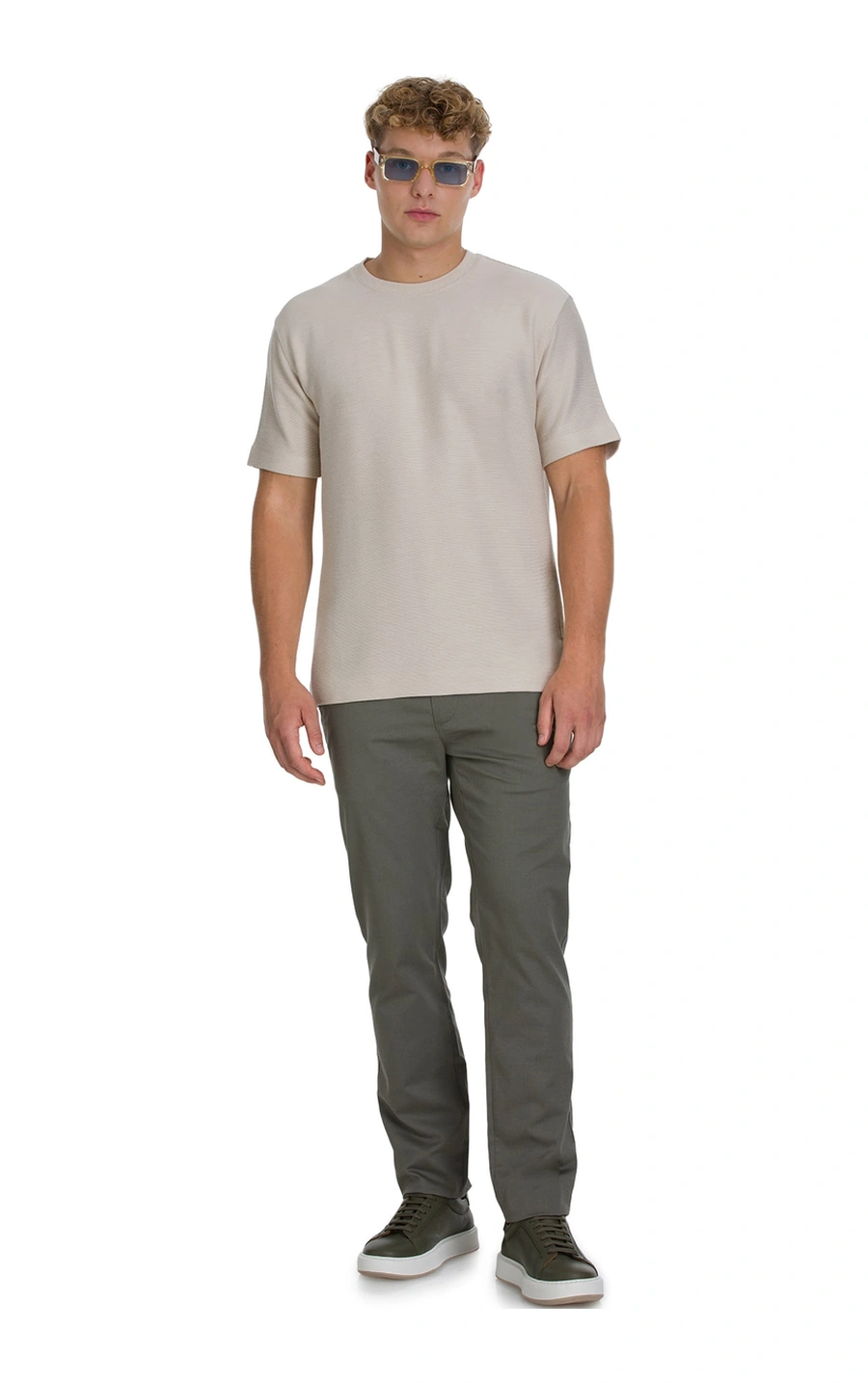 Hatemoğlu Ekru Regular Fit Bisiklet Yaka Basic Tişört 35187 453419