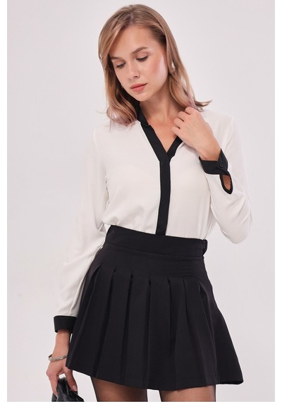 Armonika Kadın Ekru Önü Şeritli Gömlek Arm-18k001255