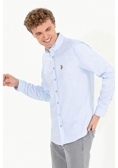 U.S. Polo Assn. Erkek Slim Fit Pamuklu Gömlek 1571695 Açık Mavi