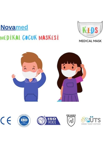 Novamed 3 Katlı Cerrahi Çocuk Maskesi 300 Adet -Desenli