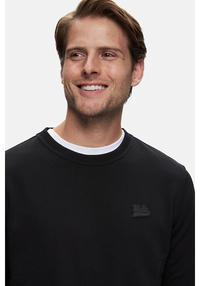 Ucla Suerte Siyah Bisiklet Yaka Kauçuk Standard Fit Erkek Sweatshirt Siyah
