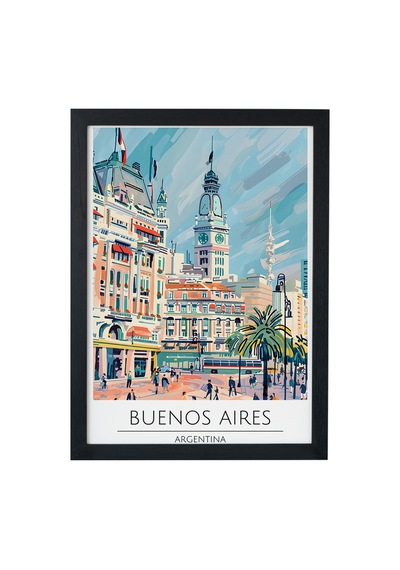 Caracas Venezuela Travel Poster Ahşap Çerçeveli Dekoratif Duvar Tablosu Siyah