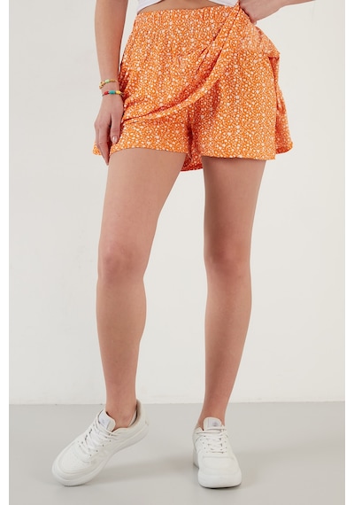 Lela Beli Lastikli Mini Şort Bayan Etek 5864024 Oranj