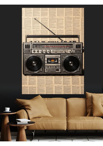 Ahşap Tablo Nostaljik Radyo Ve Gazete Tasarımı