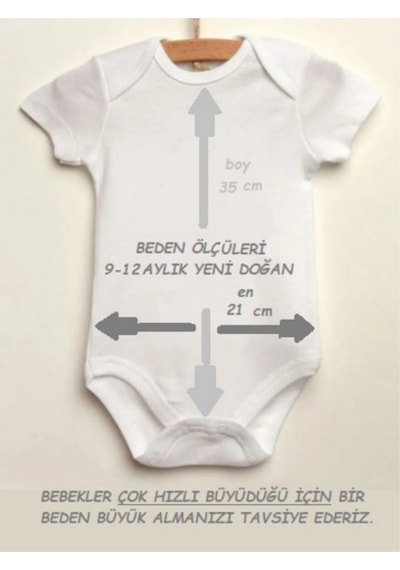 Harmandar Özel Baskılı Sünnet Oldum Yazılı Organik Pamuk Çıtçıtlı Bebek Body Sünnet Zıbını Beyaz