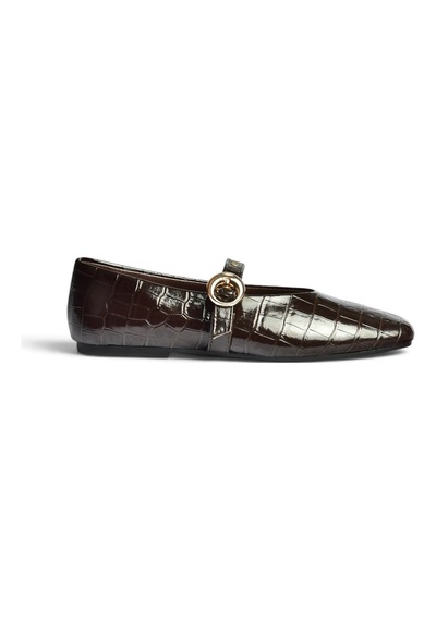 Fox Shoes Z920350011 Kahverengi Kroko Basklı Kadın Babet