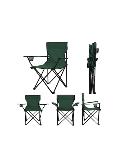 2 Sandalyeli Katlanır Kamp Masa Sandalye Seti 60x45 Cm 3 Parça Beyaz - Yeşil