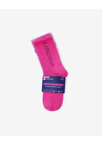 Skechers 3'lü Paket Funny Script Uzun Çorap Büyük Kız Çocuk Pembe-mavi-beyaz Sk2520118-3474
