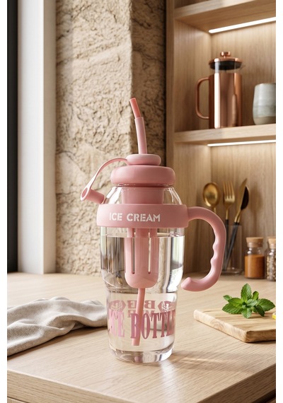 Ice Bottle Pipetli Suluk Matara 1300 Ml Pembe