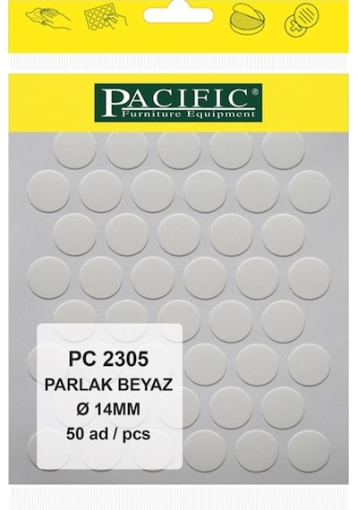 Tekli Pacıfıc Parlak Beyaz Yapışkanlı Tapa 14mm
