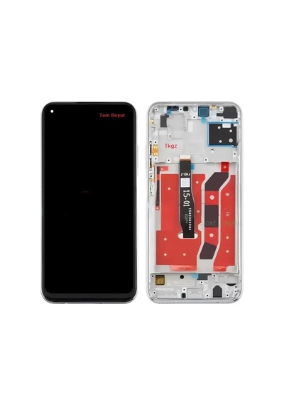 Tkgz - P40 Lite Uyumlu Servicepack Lcd Ekran Dokunmatik Gümüş Full Çıtalı