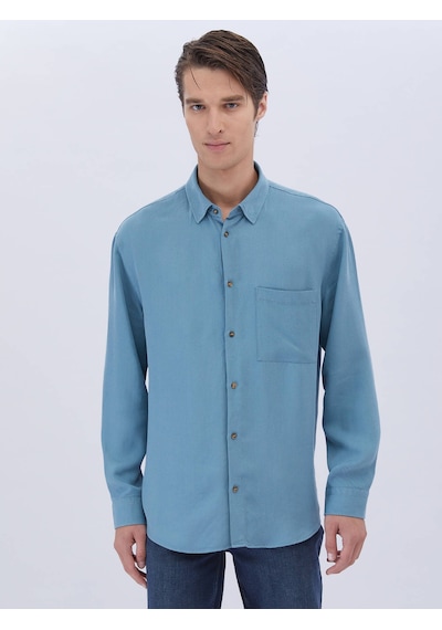 Kip Koyu Mint Fitilli Oversize Fit Dokuma Casual Gömlek Mint