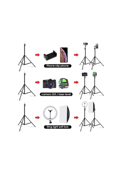 Bluetooth Kumandalı 210 Cm Tripod Telefon Tutuculu Selfie Çubuğu