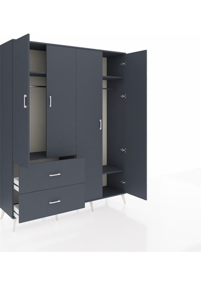 Hyperion Gardrop 4 Raflı 2 Çekmeceli 2 Askılı 176x44x221 Antrasit-antrasit Antrasit Hyperion Gardrop 4 Raflı 2 Çekmeceli 2 Askılı 176x44x221 Antrasit-antrasit Antrasit