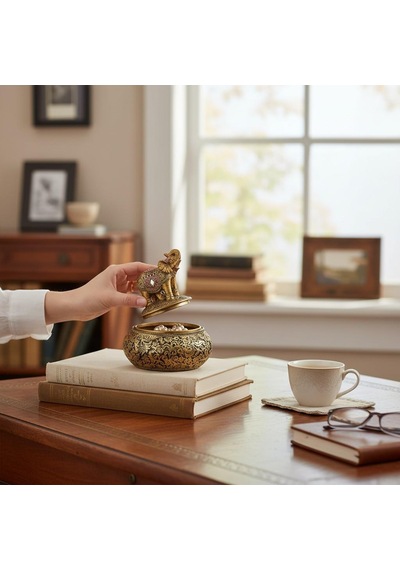 Feng Shui Şans Getiren Fil Biblo Mücevher Kutusu 12 Cm Dekoratif Ev Hediyesi Lüks Tasarım