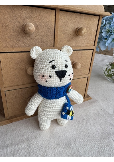Amigurumi Çantalı Minik Kutup Ayısı 16 Cm
