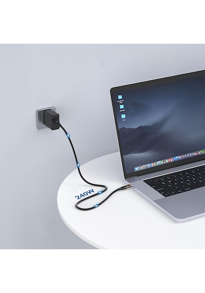 Qgeem Qg04 Dijital Led Göstergeli Type-c To Type-c Pd 40g 8k 60hz Data Kablosu 240w 1m Siyah