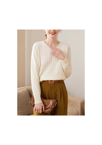 Youknitwear You Rio V Yaka Kadın Kazak Beyaz