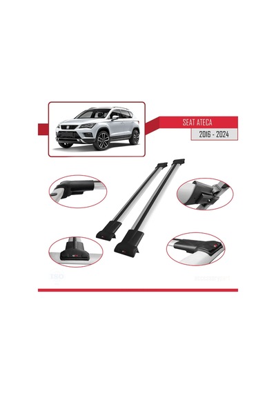 Seat Ateca 2016 Ve Sonrası İle Uyumlu Fly Model Ara Atkı Tavan Barı Gri
