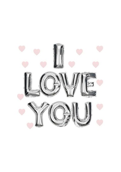 I Love You Folyo Balon Gümüş Renk 35 Cm Çok  Renkli