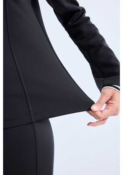Defacto Standart Fit Fermuarlı Gömlek Yaka Skuba Dalgıç Kumaş Basic Hırka H8525ax26aubk81 Siyah-bk81