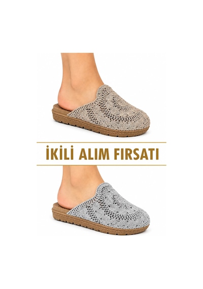 Papucumun Dünyası Kadın Hasır Örgü Günlük Gezmelik Hafif Rahat Terlik Çok Renkli3